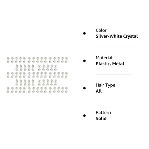 Small Hair Clips Mini Hair Claw Clips No-Slip Grip Jaw Clips Glitter Teeth Clips Rhinestone Hair Clips Metal Clamps Mix Colored Flower Hair Accessories For Girls Women (Silver-White Crystal) #TOP7