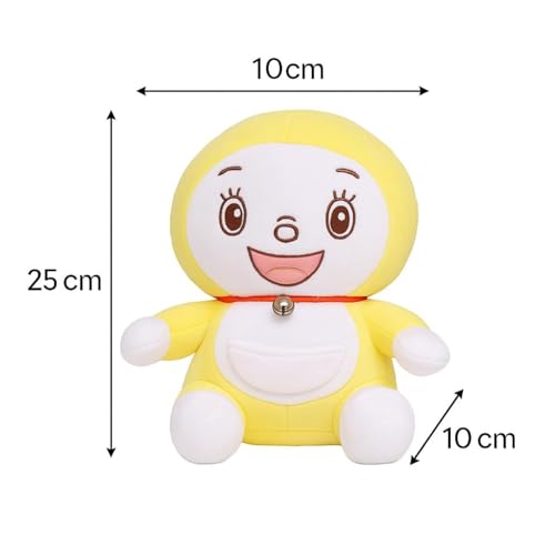 Image of Doreme Premium Yellow Plush Doll with Adorable Face Bell Collar Ultra Soft Stuffed Cartoon Toy with White Belly Front Pocket Perfect for Kids Plush Gifts Comfort Everyday Snuggles (20cm)