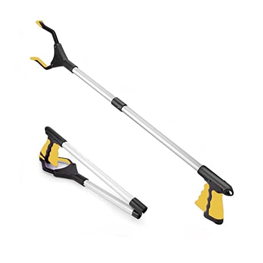 Litter Picker Grabber Stick, 26inch Helping Hand Grabbers for Disabled, Litter Pickers for Adults Foldable Rotating 360 Degree Reaching Aids (26" Yellow)