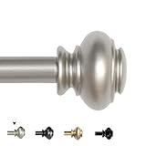 H.VERSAILTEX Window Curtain Rods for Windows 48 to 84 Inches Adjustable Decorative 3/4 Inch Diameter Single Window Curtain Rod Set with Classic Finials, Nickel Finishing