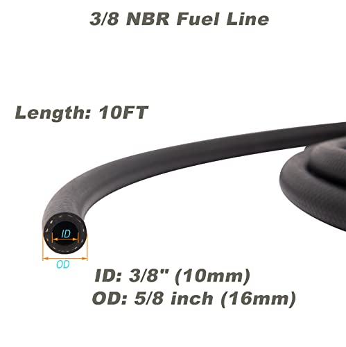 Fuel Line 3/8 Inch Id Nbr Fuel Line Hose 10 Feet 6An Push On Hose 5/8 Inch Od With 10 Clamps For Small Engines #TOP2