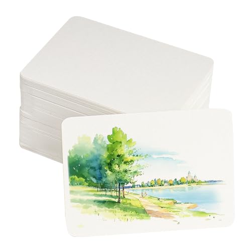 SBYURE 120 Sheets Watercolor Paper 2.5 x 3.5 in White Water Color Paper for Artists Drawing 300gsm Cold Press|Rounded Corner Artist Trading Cards for Painting Journaling