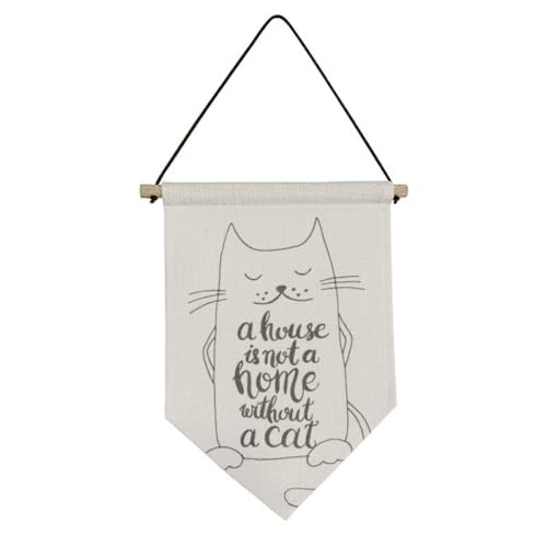 Drapeau en toile Cat In Home noir et blanc pour décoration murale