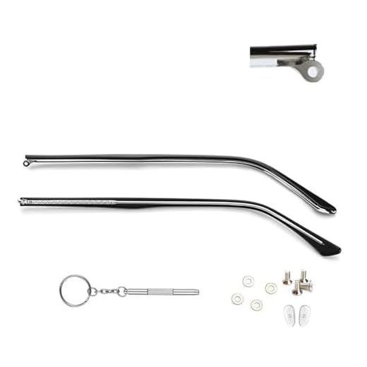 1 Pair Metal Glasses Replacement Arms Glasses Replacement Temple Black Eyeglasses Arms Legs, Screws, Screw Washers and 3-in-1 Screwdriver Convex Teeth Single Teeth