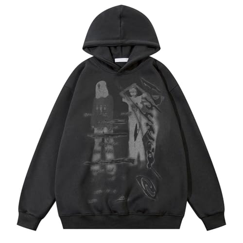 Oversized Hoodies Graphic Sweatshirts Grunge Jacket Vintage Streetwear Y2k Goth Baggy Shadow Print Hoodies For Men