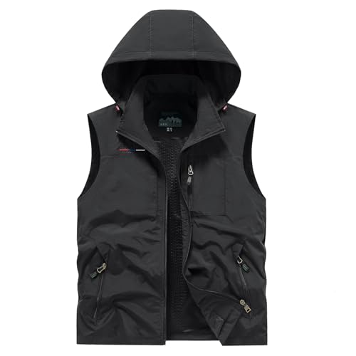 Image of Lightweight Outdoor Vest Jacket for Men, Windbreaker for Golf, Safari, Travel, Fishing, Hiking