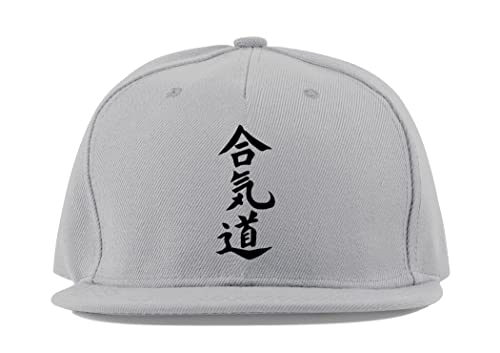 Casquette Aikido Japan Kanji unisexe grise visière plate coton arts martiaux