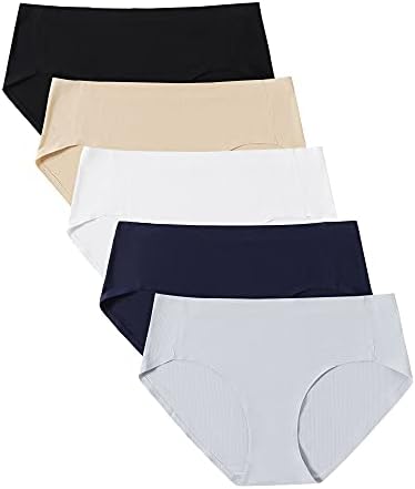 VOENXE Seamless Briefs, Women's Multipack, Seamless Hipster Underpants, Women, Without Seam, Underwear, Microfibre Underwear, Briefs, Invisible, Stretch Women Underwear, Invisible Hip Briefs, Pack of