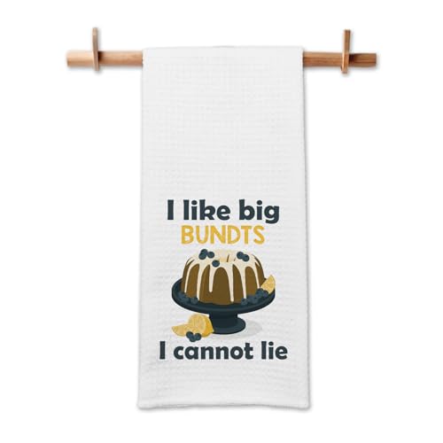 GOSJINNK Funny Baking Kitchen Towels I Like Big Bundts I Cannot Lie Cleaning Cloth Funny Sayings Humorous Dish Towels Farmhouse Kitchen Decor Sweet Housewarming Gifts for Women Men Chef Bake Lover
