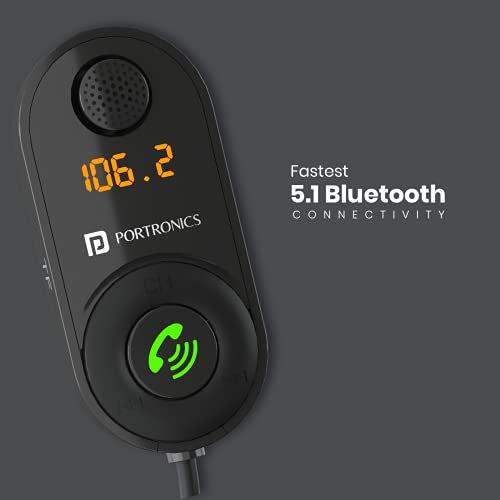 Image of Portronics AUTO 17 in-Car Bluetooth Receiver for Handsfree Calling, Music System, Supports All Smartphones (Black)