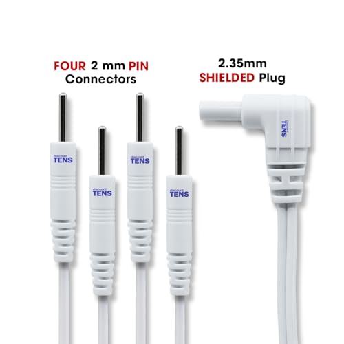 Image of Discount TENS Brand - Lead Wires to Four 2mm Pins, 2 Pack | Molded strain-relief sleeves, durable flexible insulated cable resists kinking and breakage, connects 4 electrodes per wire