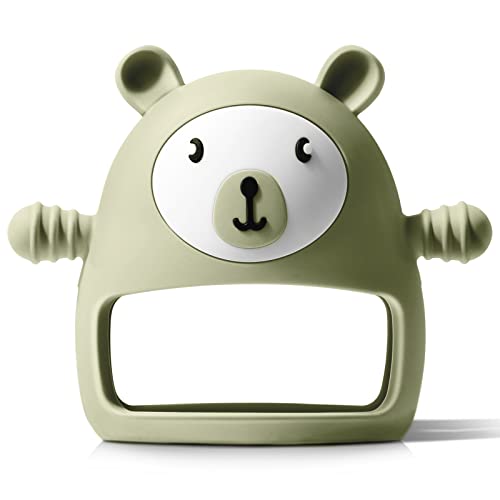 Image of COZYPANDA Teething Toys for 0-12 Months, Silicone Baby Teether for Soothing Sore Gums, Chew Toys for Teething Relief, BPA Free (Sage)