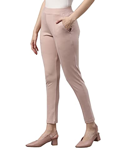 Image of GO COLORS Viscose Stretch Blend Ponte Pants Full Length for Women| Breathable, Mid Rise