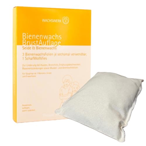 WICKEL-SET: Bienenwachs BrustAuflage | Inkl. WollSeideKissen (Wärmekissen) | WACHSWERK BIENENWACHSWICKEL | inkl. eBook 'Hausmittel bei Erkältung & Co.'