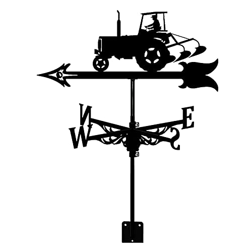 Girouette en métal indicateur de direction du vent motif tracteur et ferme antirouille