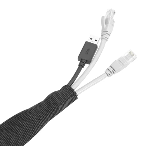 MECCANIXITY Braided Cable Sleeves Heat Shrinkable Fabric Sleeving, 1/4" 26ft Black 2:1 Ratio Heat Shrinkable Cord Protector for Harness Cable, Network Cable Protection, Cable Management - Image 6