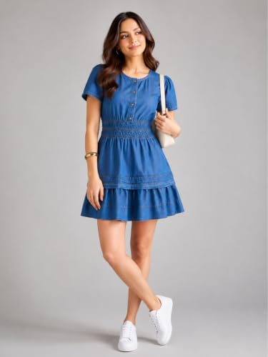 TARAMA blue denim dress – image 6