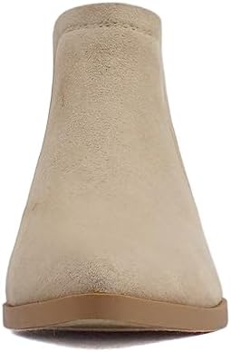 Soda “GWEN” ~ Women Pointed Toe Slip-On Elastic Gore Low Stack Heel Ankle Bootie (Pale Sand Imitation Suede, us_footwear_size_system, adult, women, numeric, medium, numeric_10) | Image 2