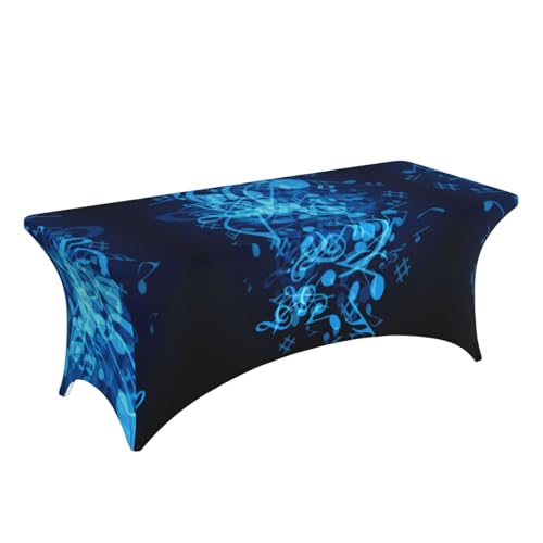 Nappe extensible élasthanne imprimé notes de musique bleues 1,8 m - 4