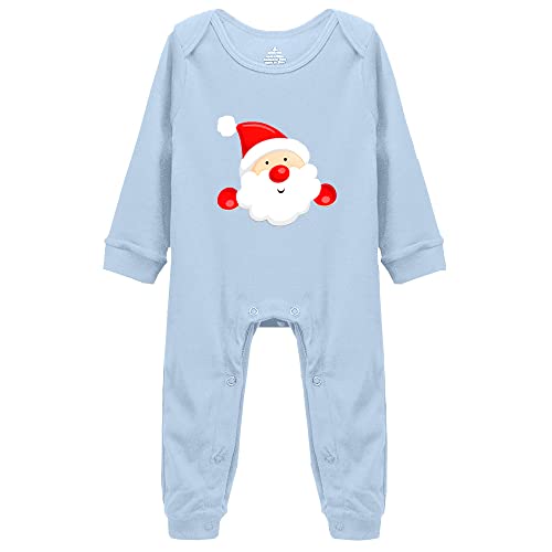 YCICIVDee Santa Long Sleeve Baby Cotton Bodysuit Christmas Long Sleeve Romper Blue