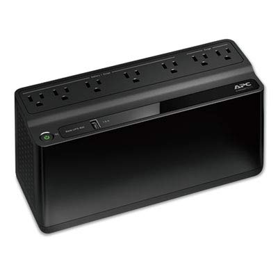 Top-down view of APC Smart-UPS 600 VA showing all 7 outlets