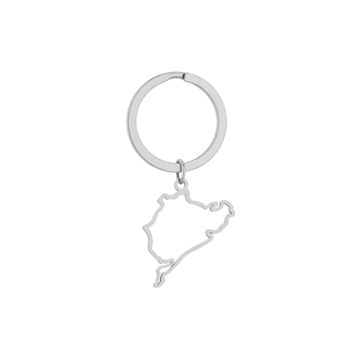 LUTAKU Nürburgring Map Keychain - Stainless Steel Minimalist Key Ring for Motorsport Fans