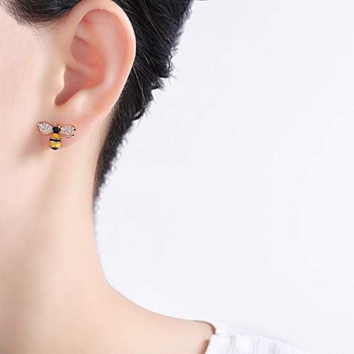 2pcs Bee Earrings and Necklace Set 925 Silver Pin Enamel Crystal Sweet Insect Jewelry Set for Women Gifts - Image 5