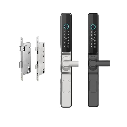 Tuya WIFI APP Waterproof Outdoor Fingerprint Password Keyless Smart Electronic Door Lock Aluminum Glass Sliding Smart Door Lock(Black 2885hook) Learned extensively