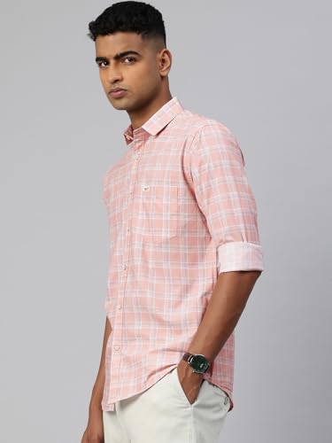 Image of Majestic Man Men Comfort Slim Fit Opaque Checked Cotton Casual Shirt