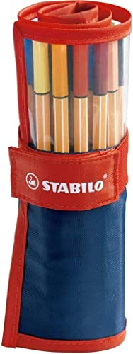 Caneta Ponta Fina – STABILO point 88 – Estojo nylon com 25 unidades – Em 20 cores + 5 cores neon