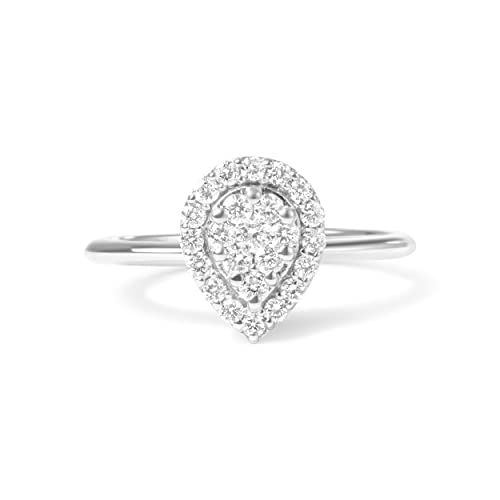 Haus of Brilliance 10K White Gold 3/8 Cttw Round-Cut Lab Grown Diamond Cluster Pear Promise Ring (G-H Color, VS2-SI1 Clarity) - Size 7