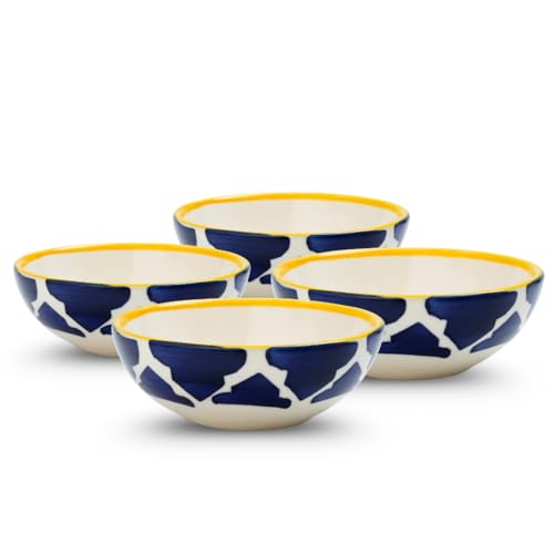 Image of Ceramic Bowl Set | 4-Piece Lightweight Crockery for Daily Use | Navy Blue Ramen & Snack Bowls (75ml Each) | Elegant Microwave & Dishwasher Safe | Perfect Christmas & New Year Gift