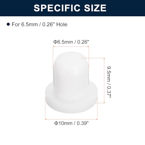 Image of uxcell 20 Pieces White Rubber Stopper, S6.5 Waterproof Plug Holes for 6.5mm / 0.26 inch Hole