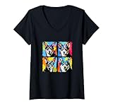Photo Gallery donna alaskan klee kai pop art colorato disegno pittura maglietta con collo a v Photo Gallery donna alaskan klee kai pop art colorato disegno pittura maglietta con collo a v