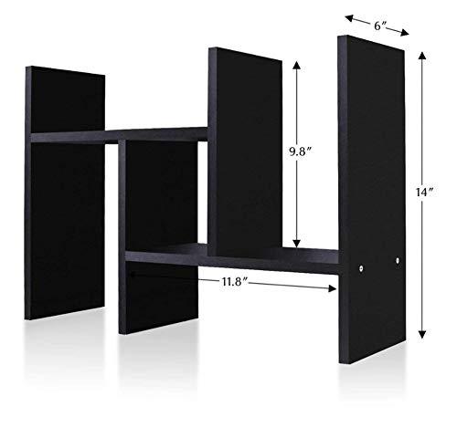 Brilens Desktop Bookshelf Storage Organizer Adjustable Wood Desktop Display Shelf Rack Counter Office Storage Rack Top Bookcase thumb #1