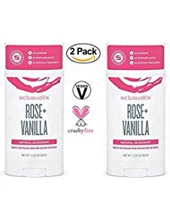 Schmidt's Deodorant Stick Rose + Vanilla 3.25 oz (Pack of 2) - Free of Aluminum, Vegan, Natural and Cruelty-Free