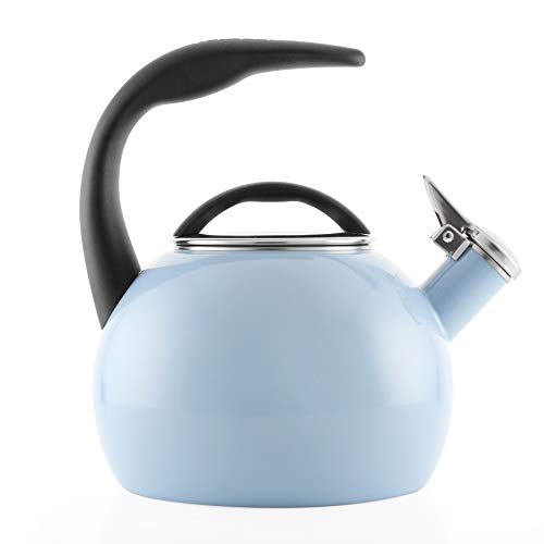 Chantal Anniversary Enamel On Steel Whistling Teakettle, 2 Quart, Glacier Blue #TOP4
