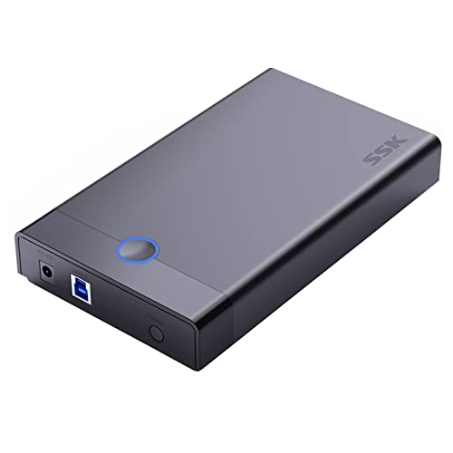 SSK 3,5 Festplattengehäuse, USB 3.0 zu SATA HDD Caddy für 2,5 3,5 Zoll SATA SSD/HDD bis zu 20 TB, werkzeugloses externes Festplattengehäuse-Lesegerät, unterstützt UASP Trim