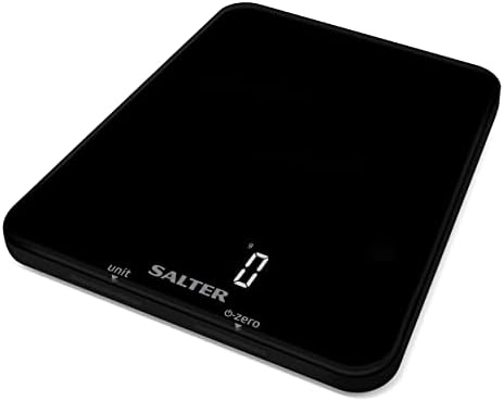Salter 1180 BKDR Phantom Electronic Kitchen Scale, 5 Kg Maximum Capacity, Hidden until Lit Easy Read Display, Large Ultra Slim Glass Platform, Add & Weigh Functions, Measures Liquids, Black