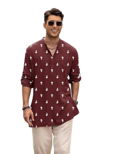 Kurta en coton homme pour vos journées d'été décontractées à col mandarin