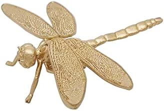 Gold Dragonfly Sculpture Solid Metal Insect Ornament Mini Insect Figurine for Home Office Garden Desktop Decor (Dragonfly)