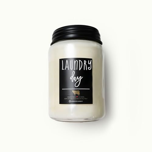 Image of Milkhouse Laundry Day Scented Soy Candle, 26 oz Farmhouse Jar, 150+ Hr Burn