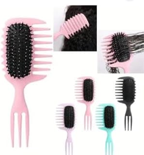 فرشاة تمشيط الشعر الاحترافية - تصميم مريح مع شعيرات ناعمة لتسريح الشعر بسهولة 3 *1 تساعد علي فك التشابك (لون عشوائي) قطعه واحده