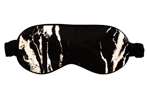 CELESTIAL SILK Mulberry Silk Sleep Eye Mask with Adjustable Elastic Strap (Normal - Adjustable, Black Marble)