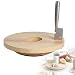 Tagliere per formaggio con coltello da formaggio rotondo – piatto rotondo per formaggio girevole in legno – tagliere per formaggio e salsicce – tagliere in legno 28 cm – spazio per bottiglia di vino