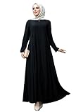 kenz butik Women's Abaya - Turkish Islamic Maxi Dress, Long Sleeve with Zipper Front - Comfortable, Elegant, and Perfect for Prayer. (Black, X-Large)