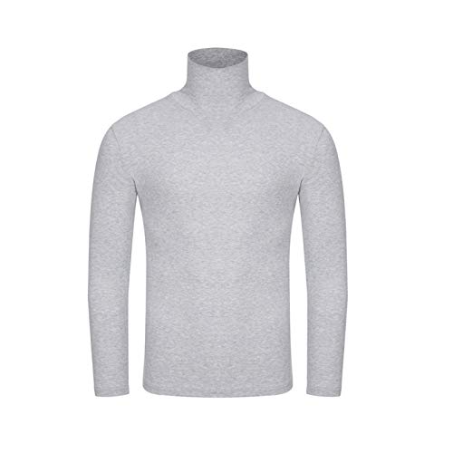Basic Turtleneck Tops for Men Thermal Long Sleeve T-Shirt Sweatshirt Cozy Pullover Lightweight Blouse Gray