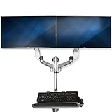 StarTech.com Wall Mount Workstation - Articulating Standing Desk with Ergonomic Height Adjustable Dual Monitor Arm & Keyboard Tray - 2X 30 VESA Displays - Foldable Wall Mounted Sit Stand (WALLSTSI2)