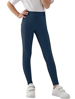 MoFiz Kinder Reithose Mädchen Vollbesatz mit Silikon Kinder Reitleggings mit Reißverschlusstasche Blau 140-158