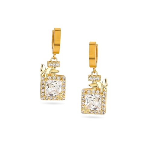 Image of Rubans Hoop Drop Earrings Gold Plated Stylish Trendy Jewellery Gift for Women & Girls